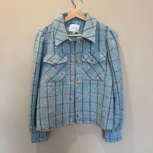 Greylin Light Blue Plaid Tweed Jacket